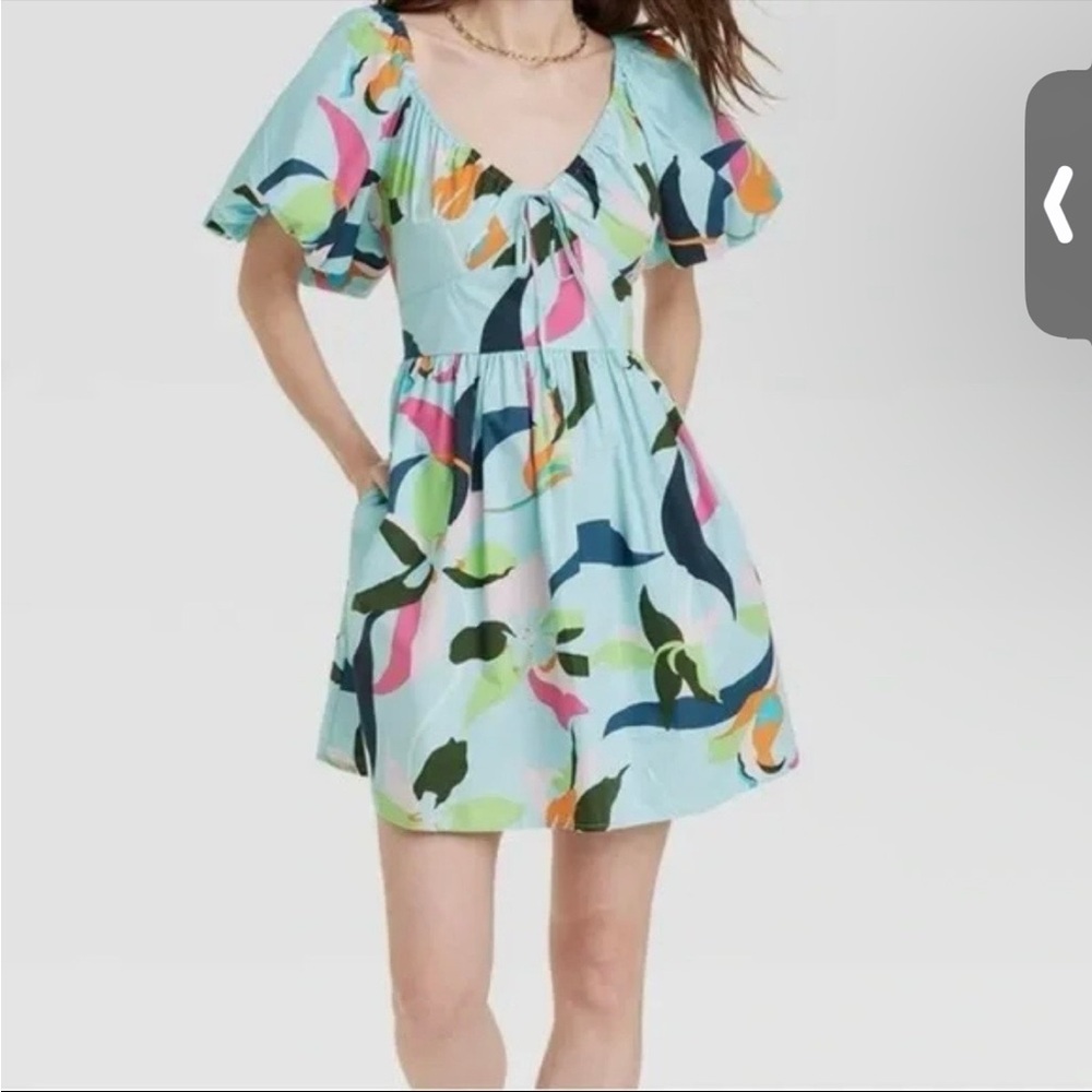 A New Day Multicolor  Dress with Puff Sleeves